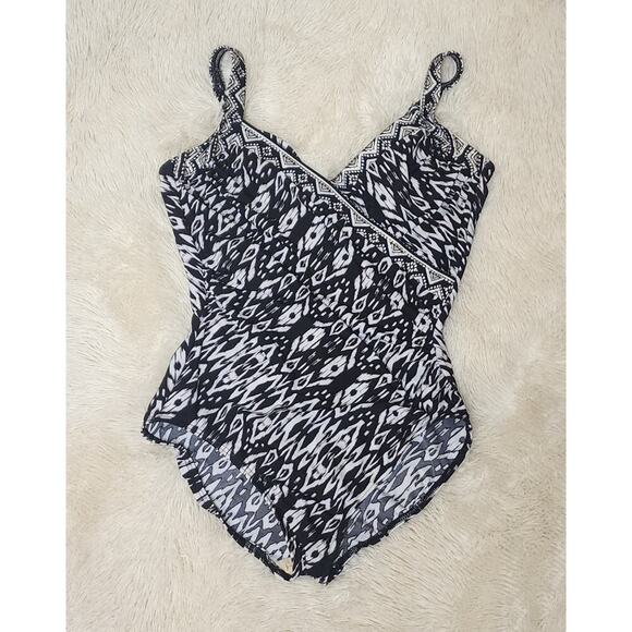 Miraclesuit Tiki Sanibel 1-Pc Slimming Swim Bathing Suit Underwire BLACK/WHITE - Picture 6 of 10